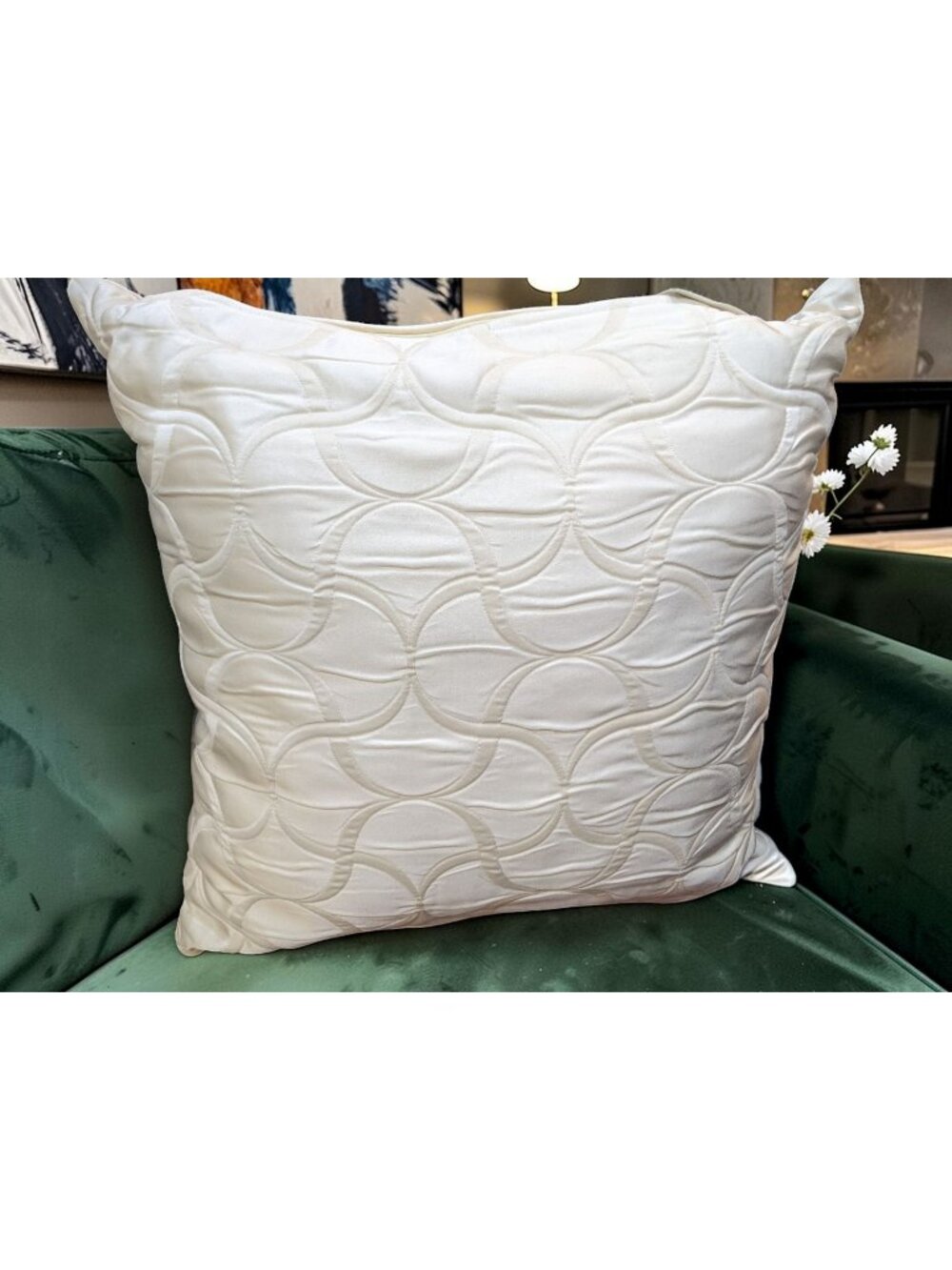 Frette Luxury Tile Decorative Pillow Cover W/ Down Decorative Pillow Filler- Dis